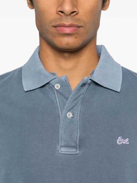 Tricouri Polo ERL Polo Con Colletto Classico E Logo Lettering Sul Fronte In Cotone Blu Uomo BLUE Barbati (BM 17367699) 4