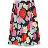Fuste Multicolor Midi Skirt With Elastic Waist And All-Over Floral Motif In Cotton Woman Femei