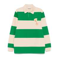 Tricouri Polo 'Le Polo Cocktail' Green Polo Shirt With Detail On The Front And All-Over Striped Motif In Cotton Man Barbati