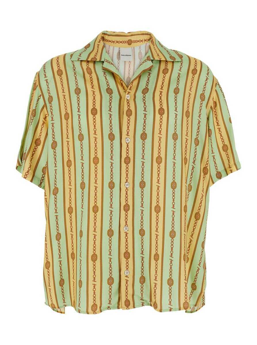 Camasi DRLE DE MONSIEUR La Chemise Bijoux Multicolor Bowling Shirt With Cuban Collar And All-Over Striped Motif In Viscose Man MULTICOLOR Barbati (BM 17369271) 1