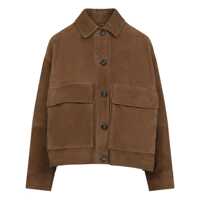 Geci Brown Jacket With Classic Collar In Suede Woman Femei