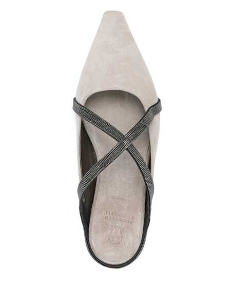 Balerini Brunello Cucinelli Brunello Cucinelli Flat Square Pointed Ballet Shoes GREY Femei (BM 17372523) 4