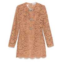 Rochii Self-Portrait Tan Lace Bow Mini Dress Clothing Femei