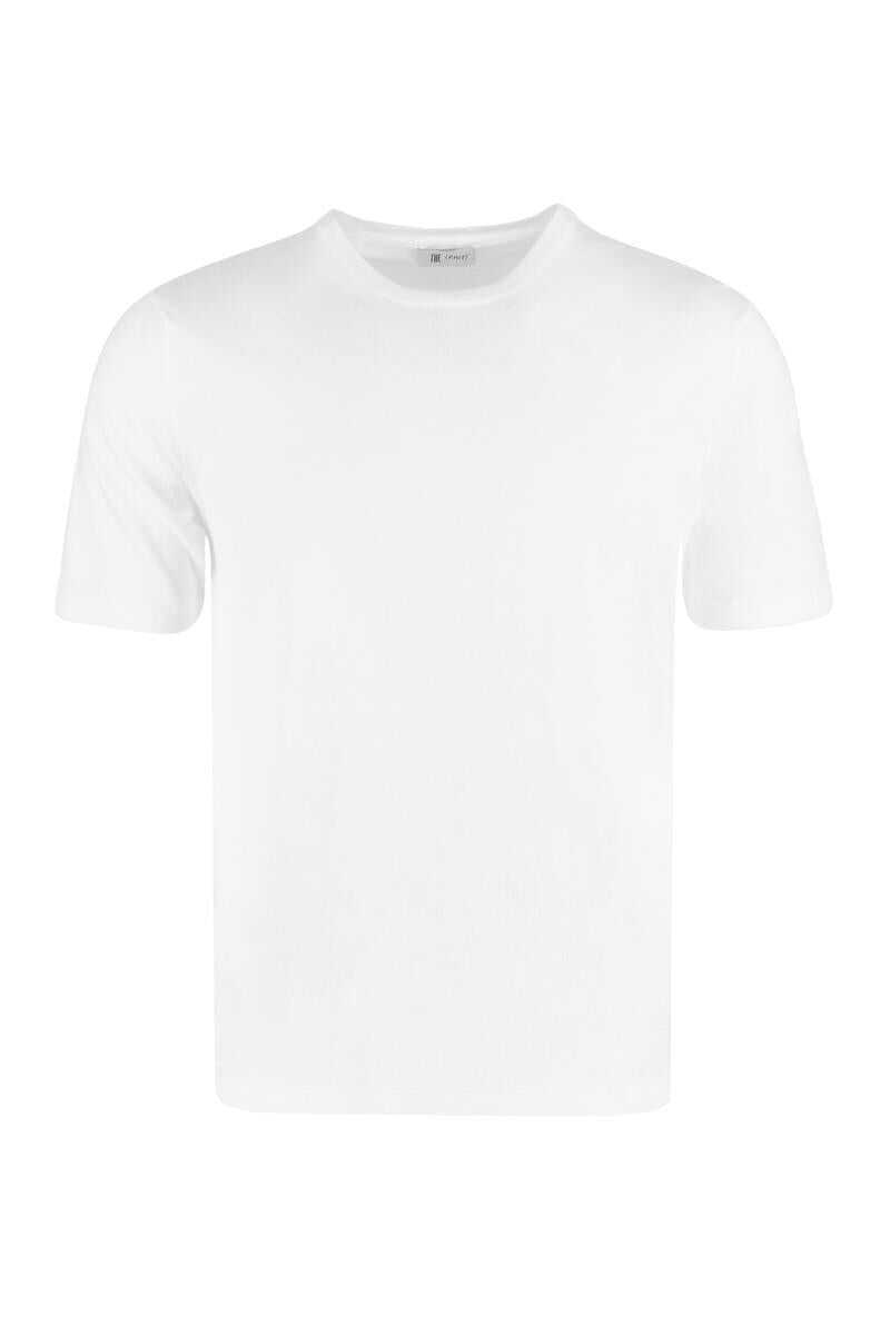Tricouri THE ALPHABET The Alphabet The Knit - Cotton Knit T-Shirt WHITE Barbati (BM 17376381) 1