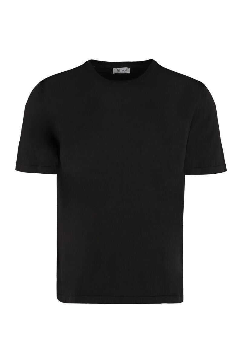 Tricouri THE ALPHABET The Alphabet The Knit - Cotton Knit T-Shirt Black Barbati (BM 17376393) 1
