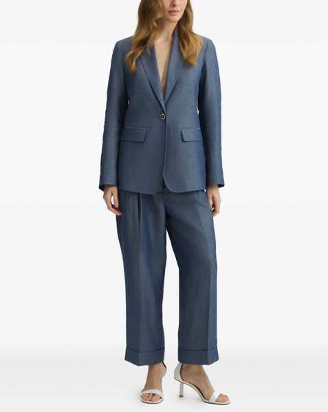 Pantaloni office Liu Jo Linen blend pants Blue Femei (BM 17378830) 2