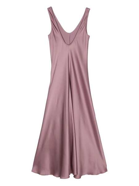 Rochii forteforte Long Pink Dress With U Neck In Fabric Woman PURPLE Femei (BM 17379780) 2