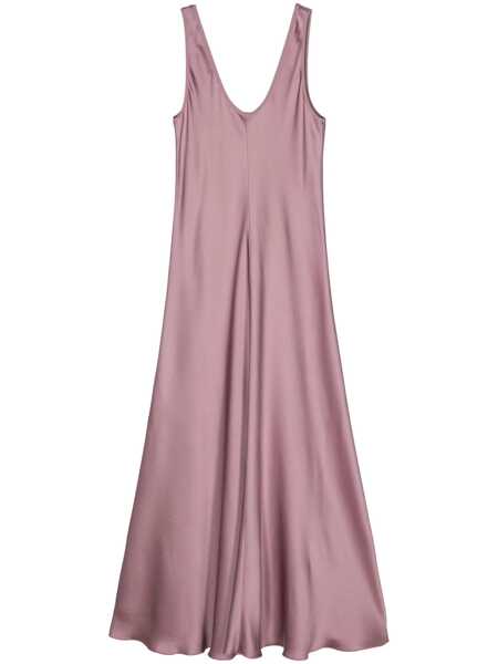 Rochii forteforte Long Pink Dress With U Neck In Fabric Woman PURPLE Femei (BM 17379780) 1