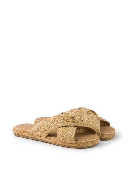Sandale Prada Prada Raffia Slides Beige Femei (BM 17380134) 2