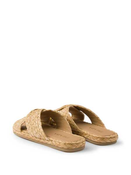 Sandale Prada Prada Raffia Slides Beige Femei (BM 17380134) 3