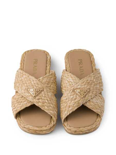 Sandale Prada Prada Raffia Slides Beige Femei (BM 17380134) 4