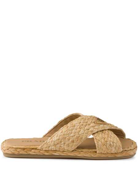 Sandale Prada Prada Raffia Slides Beige Femei (BM 17380134) 1