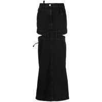 Fuste Midi Black Skirt With Maxi Cut-Out In Denim Woman Femei