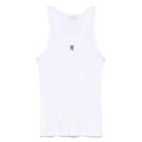 Tricouri Rabanne White Cotton T-Shirt With Silver Logo Plaque Femei