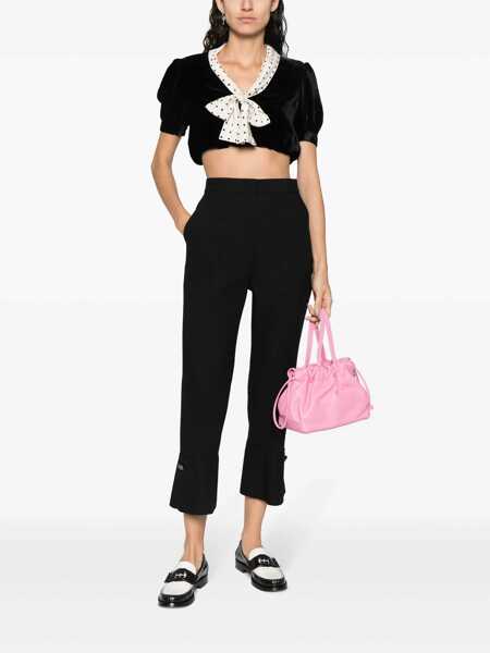 Pantaloni casual MSGM Msgm Pressed-Crease High-Waisted Trousers Black Femei (BM 17381634) 2