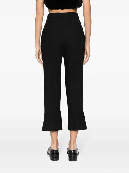 Pantaloni casual MSGM Msgm Pressed-Crease High-Waisted Trousers Black Femei (BM 17381634) 4