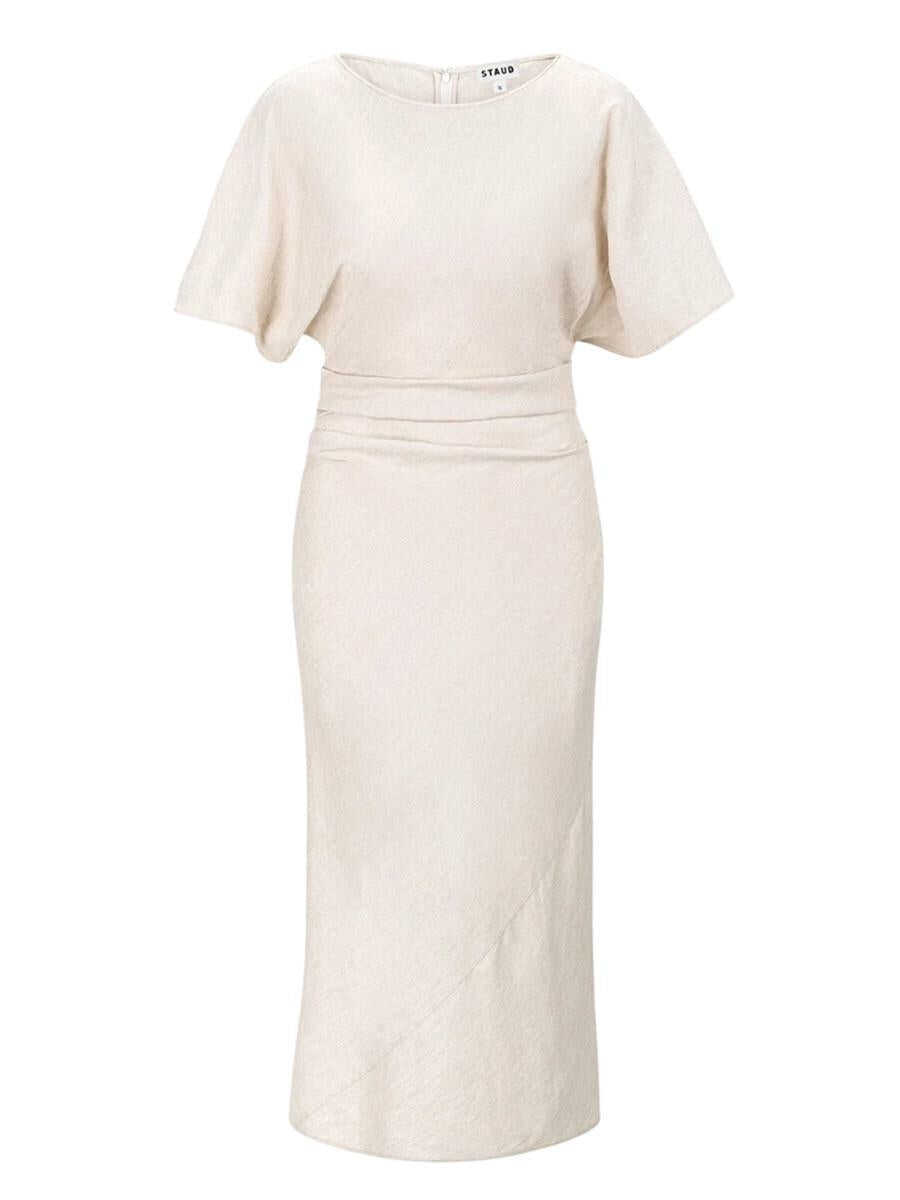 Rochii STAUD Staud Amelie Linen Midi Dress Natural Beige Femei (BM 17383575) 1
