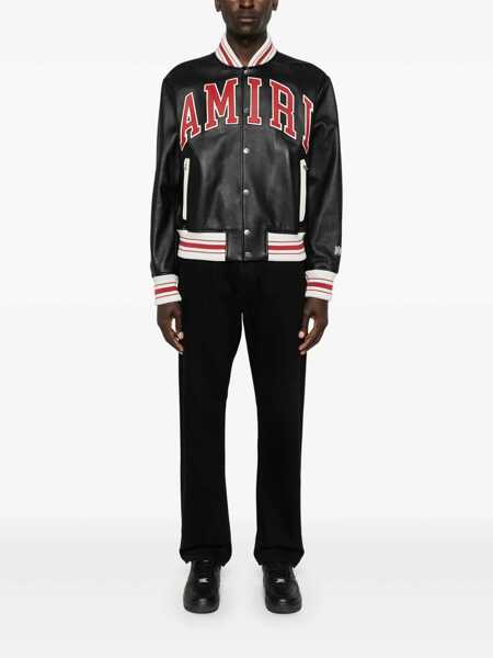 Bomber jacket AMIRI Black Bomber Jacket With Logo Patch In Leather Man Black Barbati (BM 17383878) 2