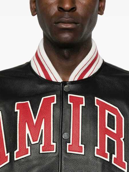 Bomber jacket AMIRI Black Bomber Jacket With Logo Patch In Leather Man Black Barbati (BM 17383878) 5