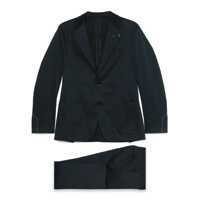 Costume Lardini Navy Blue Cotton Blended Suit Barbati