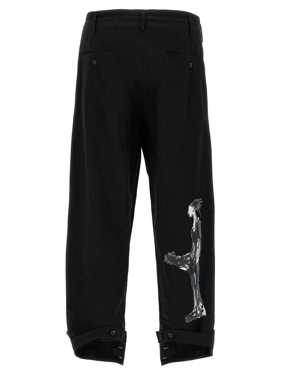 Pantaloni Y-3 Yohji Yamamoto Printed Trousers Black Barbati (BM 17385945) 2