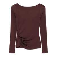 Tricouri Elisabetta Franchi Brown T-Shirt With Boat Neck Thin Straps Femei