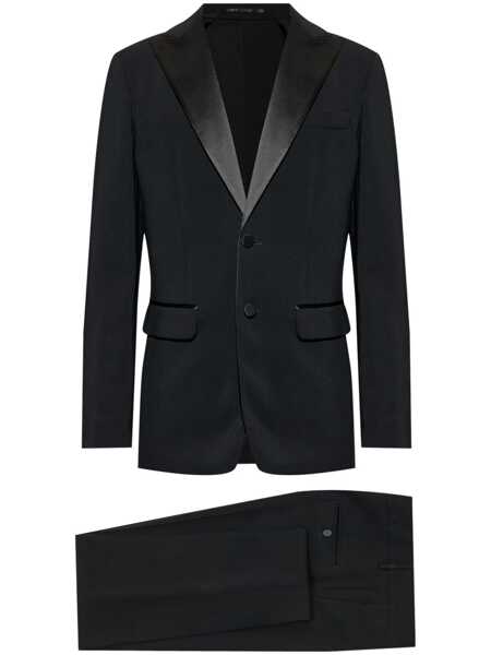 Costume DSQUARED2 DSQUARED2 Miami Virgin Wool Two-Pieces Suit With Satin Lapels Black Barbati (BM 17387841) 1