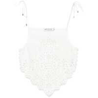 Topuri White Top With Asymmetric Hem And All-Over Embroidery In Cotton Woman Femei