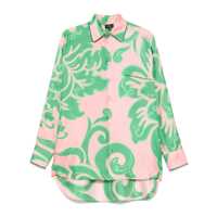 Camasi Etro Camicia In Pink And Green Silk With Motif Femei