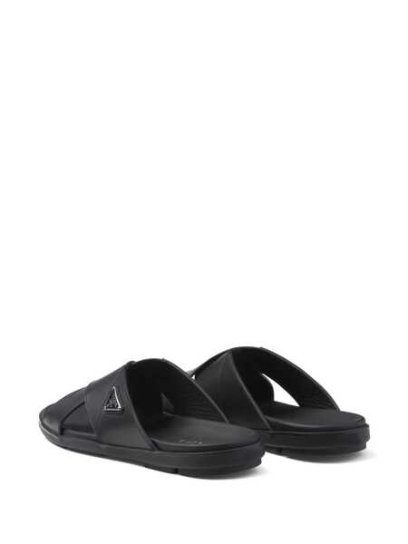 Sandale Prada Prada Leather Slides With Logo Black Barbati (BM 17389851) 3