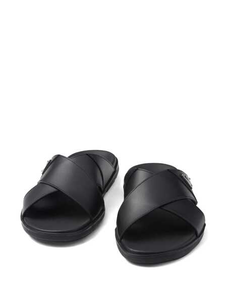 Sandale Prada Prada Leather Slides With Logo Black Barbati (BM 17389851) 5