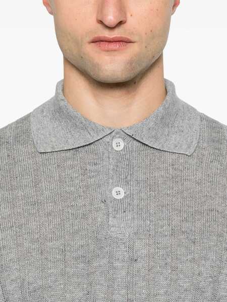 Tricouri Polo Brunello Cucinelli Brunello Cucinelli Ribbed Polo Shirt GRAY Barbati (BM 17390454) 4