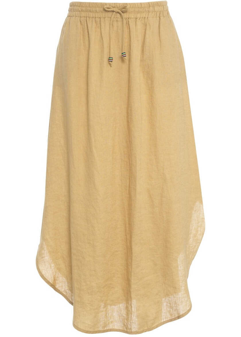 Rochii lungi Otto d ame Linen maxi skirt Beige Femei (BM 17391556) 2