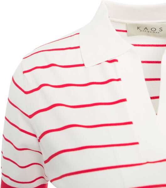Tricouri Polo Kaos Striped polo shirt Red Femei (BM 17391586) 5