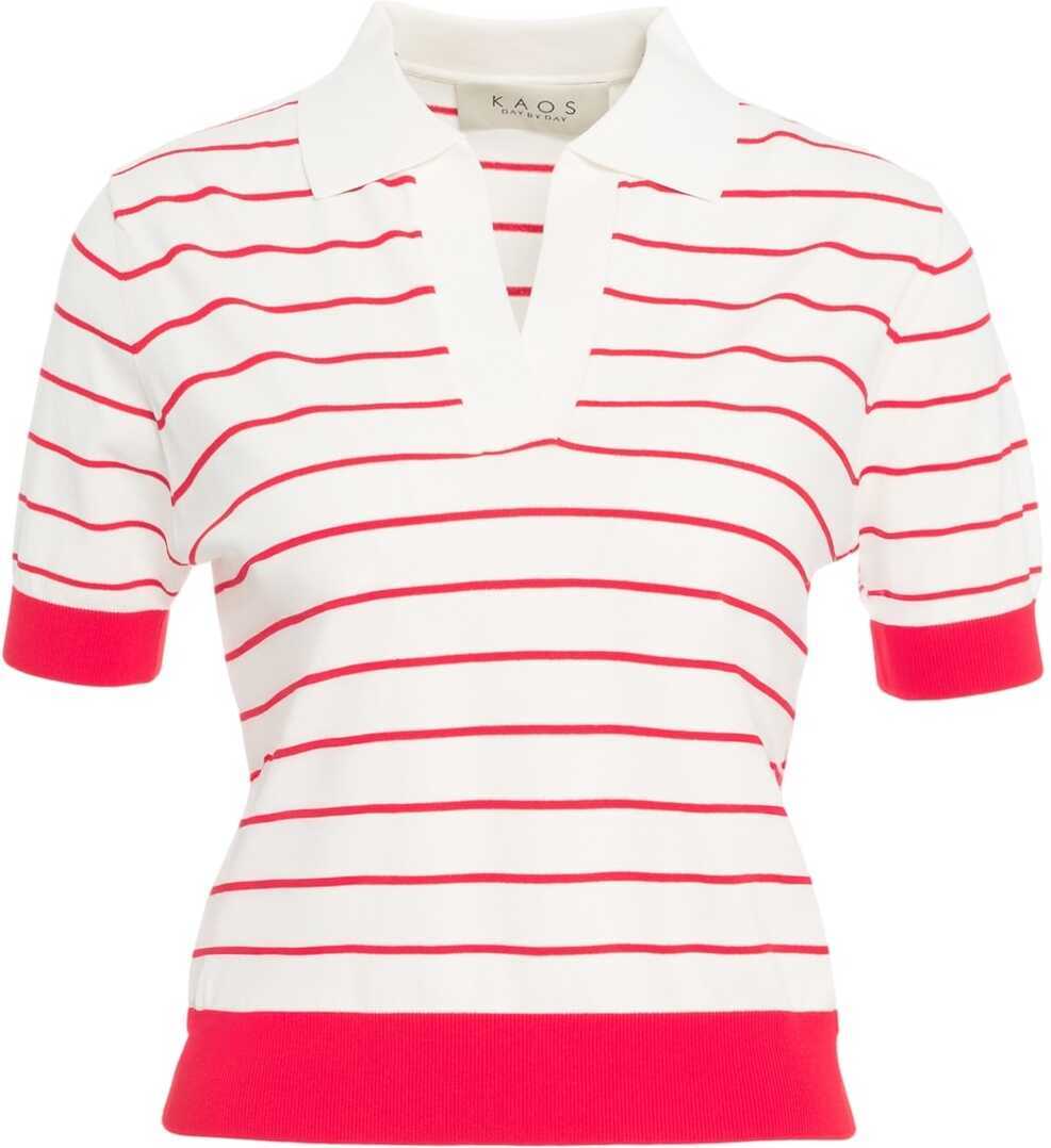 Tricouri Polo Kaos Striped polo shirt Red Femei (BM 17391586) 1