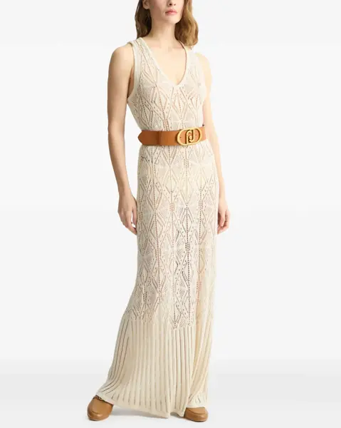 Rochii lungi Liu Jo Lace crochet maxi dress Beige Femei (BM 17391589) 2