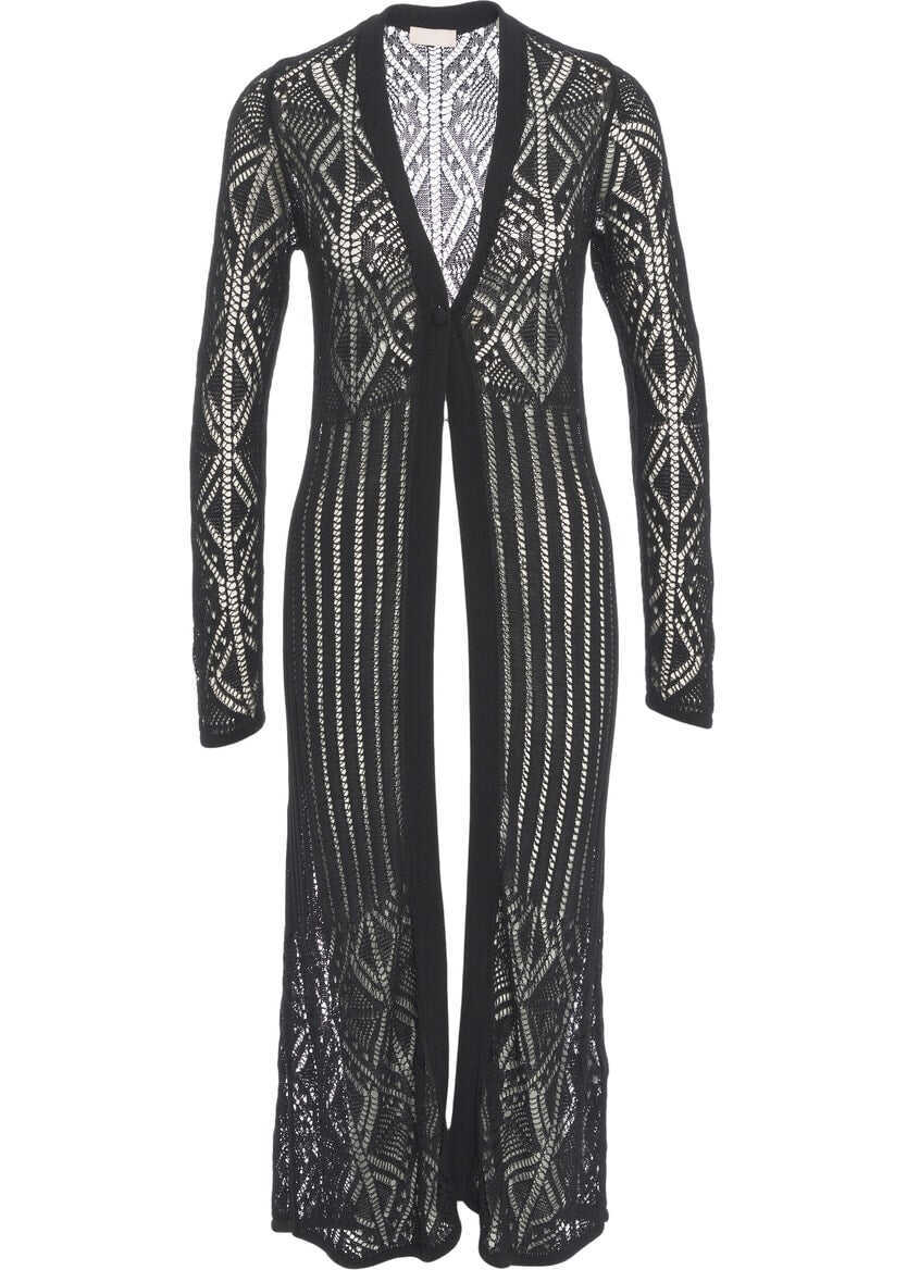 Cardigane Liu Jo Long lace crochet cardigan Black Femei (BM 17391592) 1