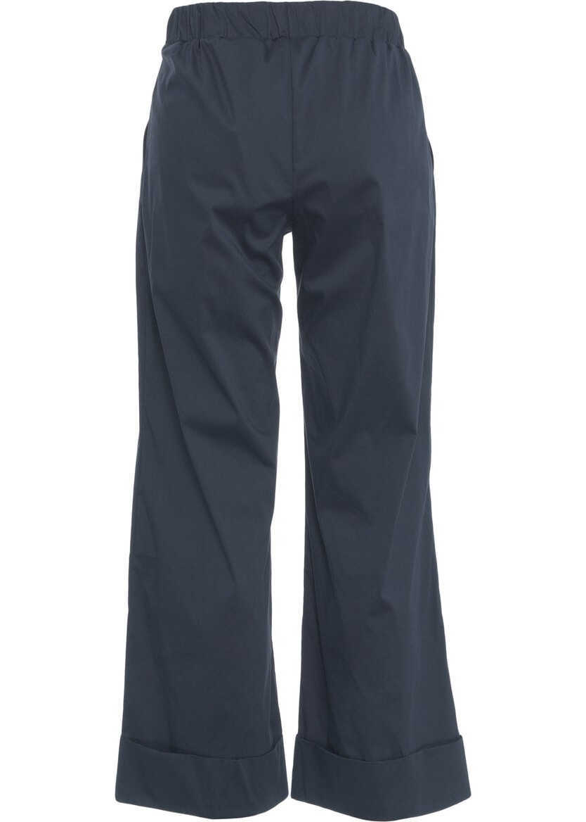 Pantaloni casual OBLO UNIQUE Poplin pants Blue Femei (BM 17391733) 3