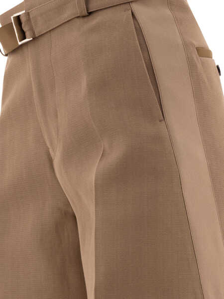 Pantaloni casual Sacai Tailored belted trousers Beige Femei (BM 17392872) 4