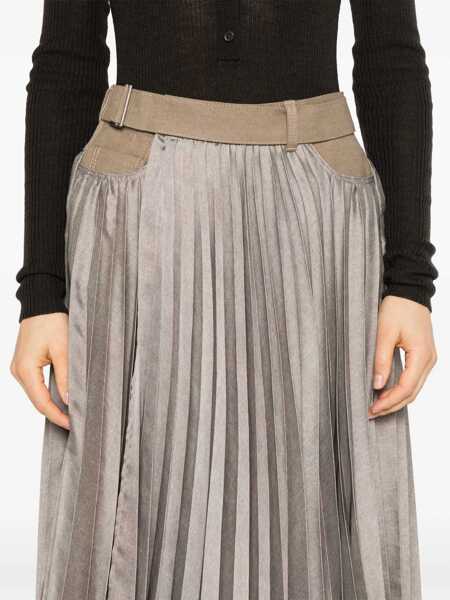Fuste casual Sacai Pleated skirt Beige Femei (BM 17393820) 5
