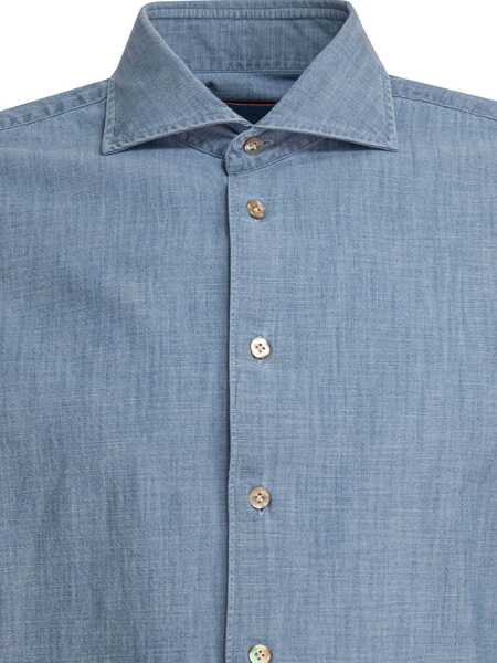 Camasi de blugi BORRIELLO Cotton denim shirt Light blue Barbati (BM 17394003) 4