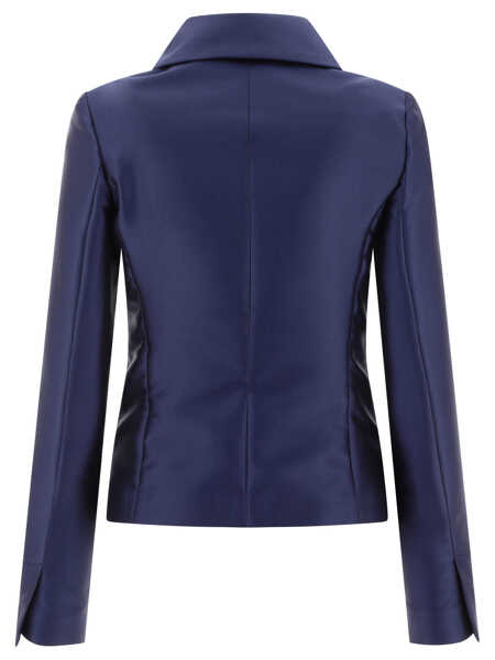 Sacouri F.IT Satin single-breasted blazer Blue Femei (BM 17395080) 2