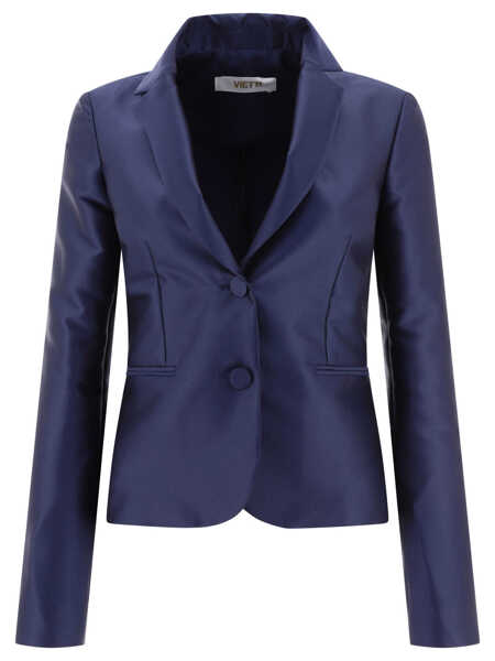 Sacouri F.IT Satin single-breasted blazer Blue Femei (BM 17395080) 1