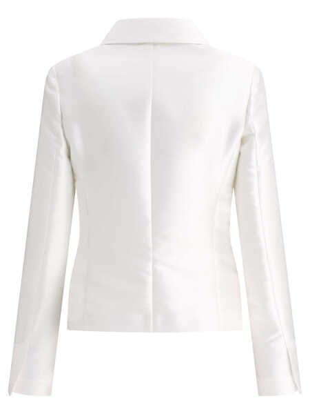 Sacouri F.IT Satin single-breasted blazer White Femei (BM 17395086) 2