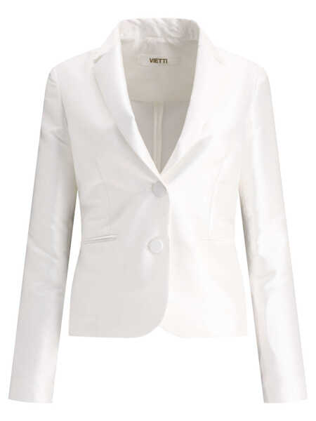 Sacouri F.IT Satin single-breasted blazer White Femei (BM 17395086) 1