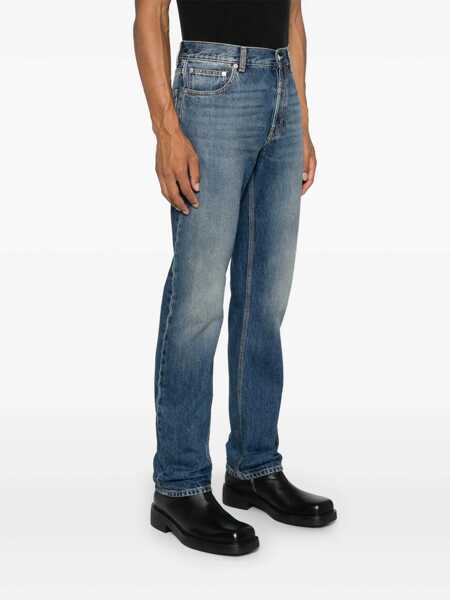 Blugi drepti Alexander McQueen Jeans with logo detail Blue Barbati (BM 17395164) 4