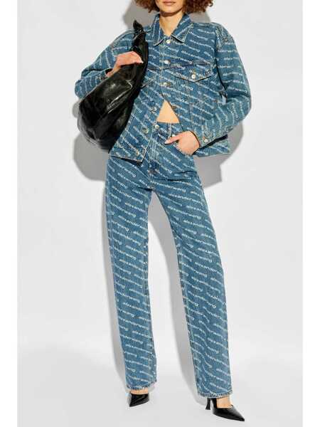 Blugi drepti Alexander Wang Jeans with logo crystal hotfix Blue Femei (BM 17395413) 2