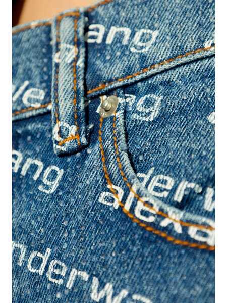 Blugi drepti Alexander Wang Jeans with logo crystal hotfix Blue Femei (BM 17395413) 5