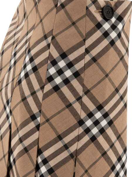 Fuste casual Burberry Check wool blend mini kilt Beige Femei (BM 17395587) 3