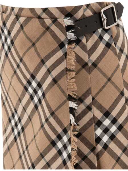 Fuste casual Burberry Check wool blend mini kilt Beige Femei (BM 17395587) 4